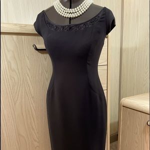 Evan Picone petite Evening Black Dress beaded S12p